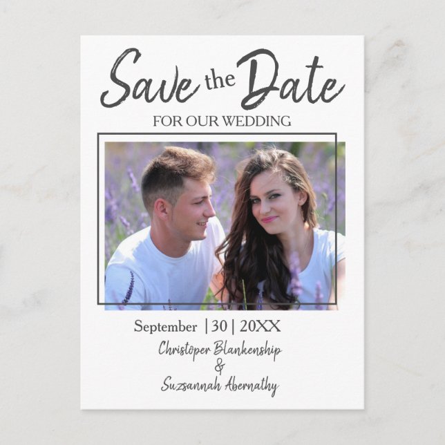  Save The Date Custom Photo Simple Marriage Announcement Postcard (Front)