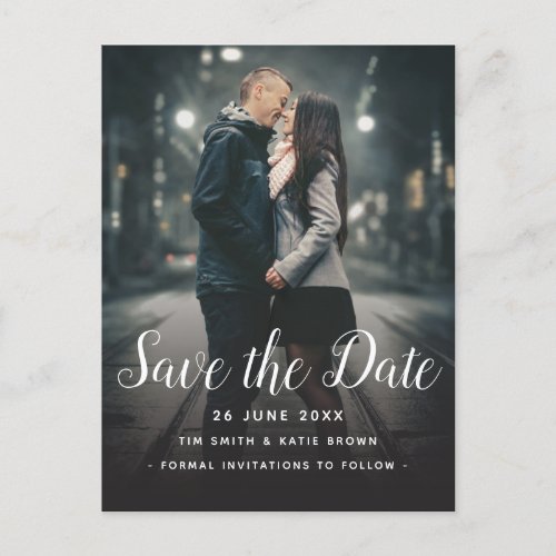 Save the Date Custom Photo Simple Vertical Layout Announcement Postcard