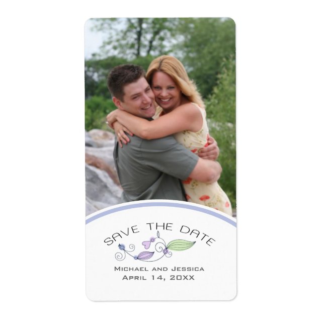 Save the Date Custom Photo Wine Label (Front)