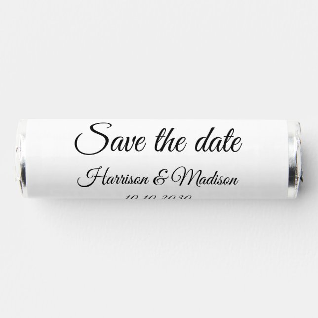 Save the Date custom script wedding announcement Breath Savers® Mints (Front)