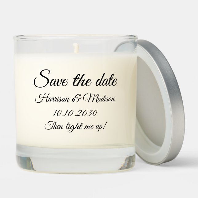 Save the Date custom script wedding announcement Scented Candle (Lid)