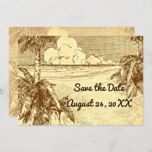 Save the Date Custom Vintage Beach Etching Announcement