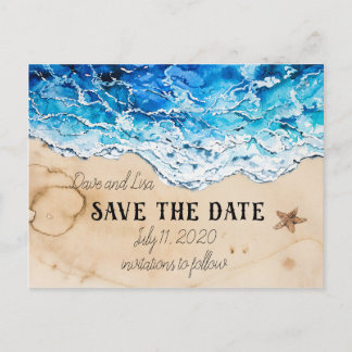 Save the Date customizable beach postcard