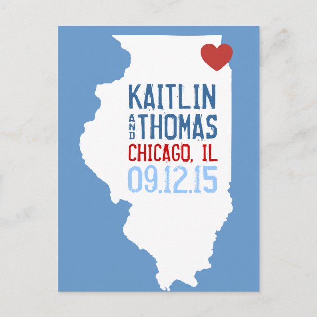 Save the Date - Customizable - Illinois Announcement Postcard (Front)