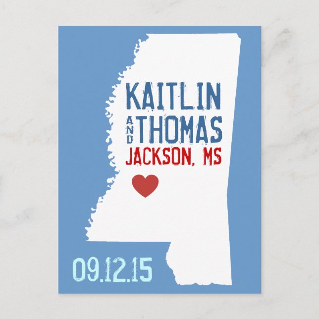 Save the Date - Customizable - Mississippi Announcement Postcard (Front)