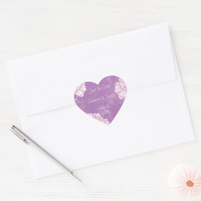 Save the Date Customize Flower Floral Heart Sticker (Envelope)