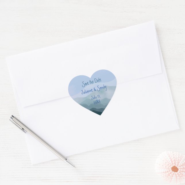 Save the Date Customize Outdoor Mountain  Heart Sticker (Envelope)