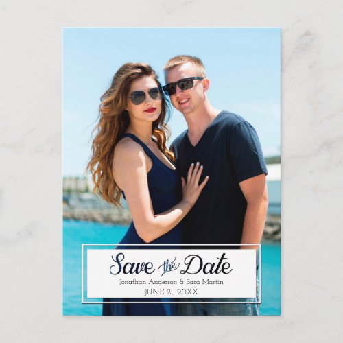 Save The Date Cut Out Text Vertical Photo Announcement Postcard