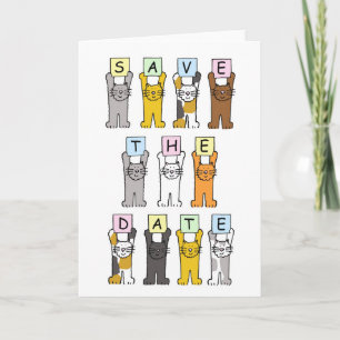 Save the Date Cute Cartoon Cats Announcement