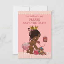Save The Date Cute Ethnic Princess on Phone