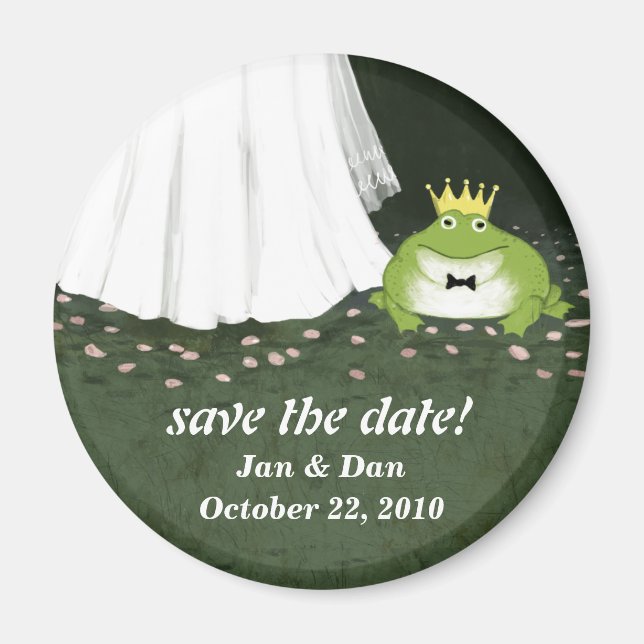 Save the Date Cute Frog Prince Wedding Custom Magnet (Front)