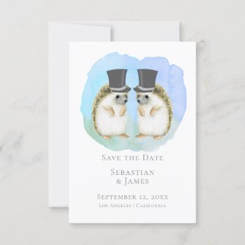 Save The Date Cute Gay Hedgehog Couple Wedding by Ricaso_Wedding at Zazzle