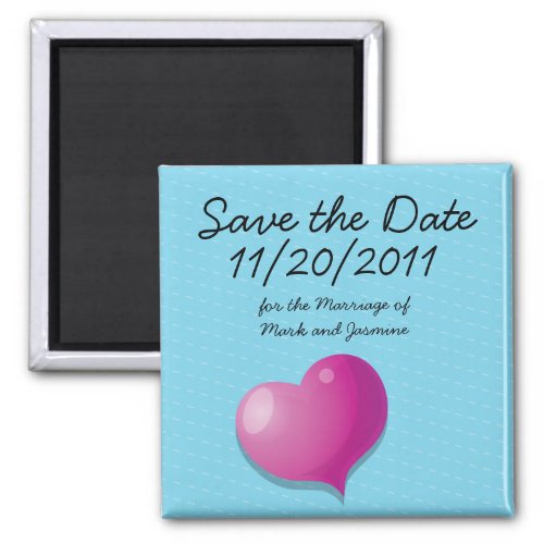 Save the Date Cute Love Heart square Magnet
