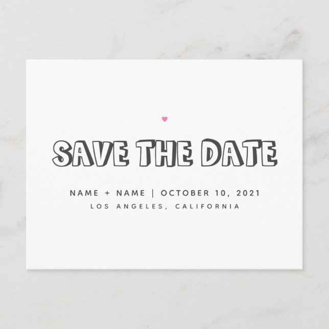 Save the Date Cute Simple Wedding Announcement Postcard (Front)