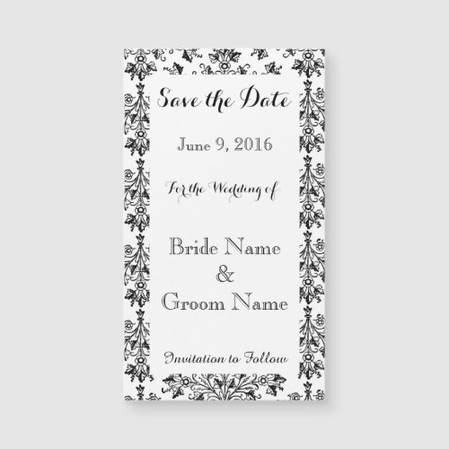Save the Date Daisy Damask Custom Magnetic Card