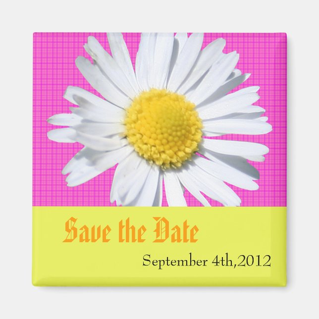 save the date,daisy flower magnet (Front)