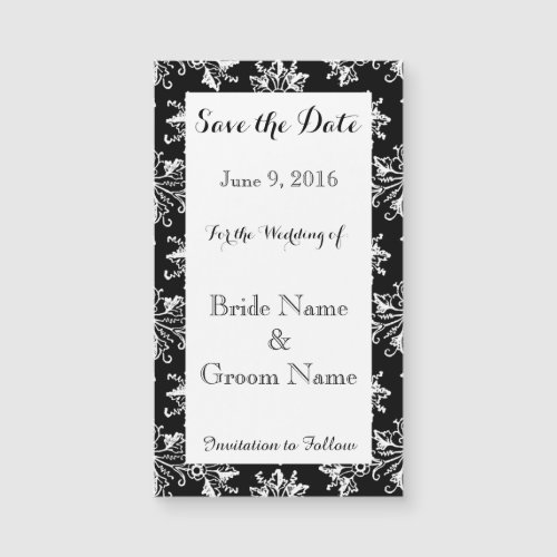 Save the Date Damask Pattern Custom Magnetic Card