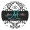 Save the Date Damask Stickers Monogram Names