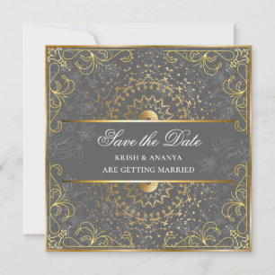 Save the date, Dazzling Gray and Gold Wedding Invitation
