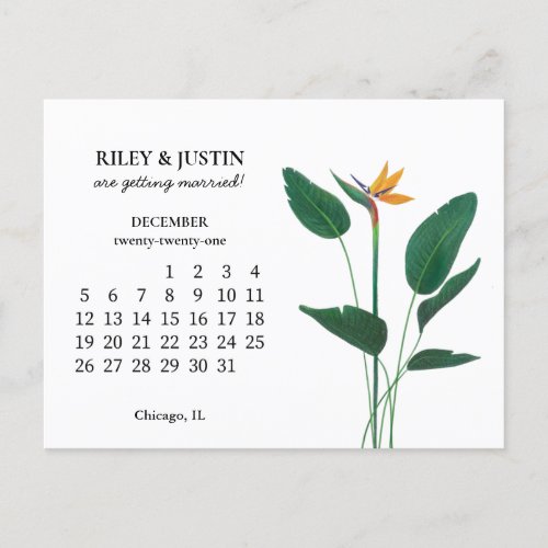 Save the Date   December 2021 Month Botanical Postcard