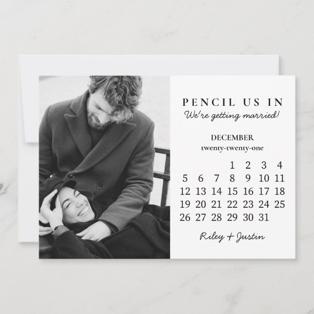 Save the Date |  December 2021 Month Calendar Invitation (Front)