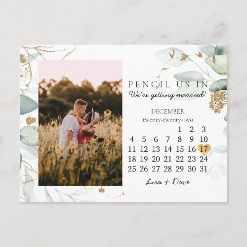 Save the Date December 2022 Botanical Elegant Postcard