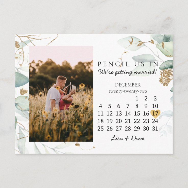 Save the Date December 2022 Botanical Elegant Postcard | Zazzle