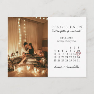 Save the Date December 2022 Monthly Calendar Heart Postcard