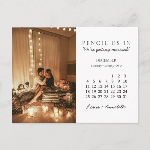 Save the Date December 2022 Monthly Calendar Postcard