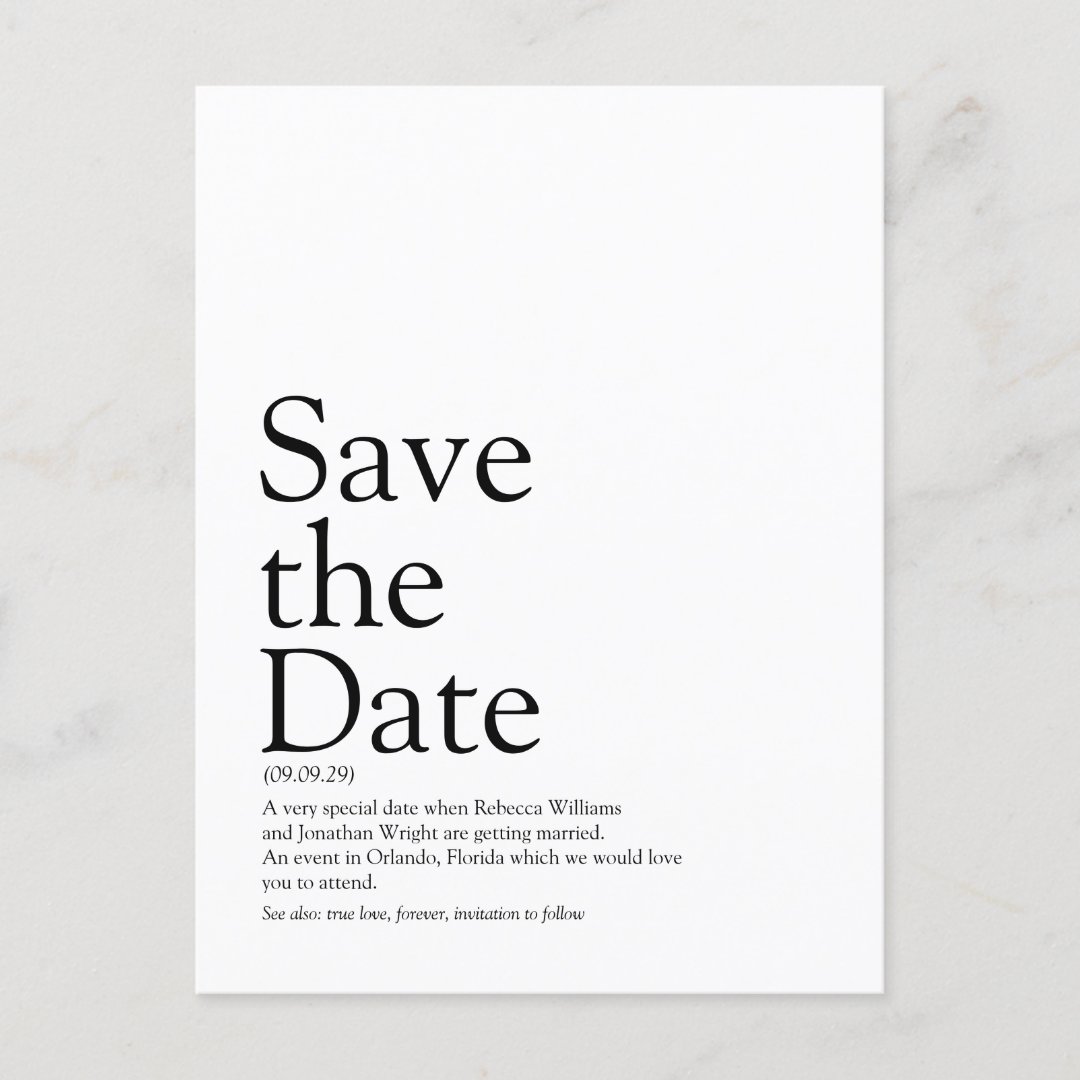 Save the Date Definition Announcement Postcard Zazzle