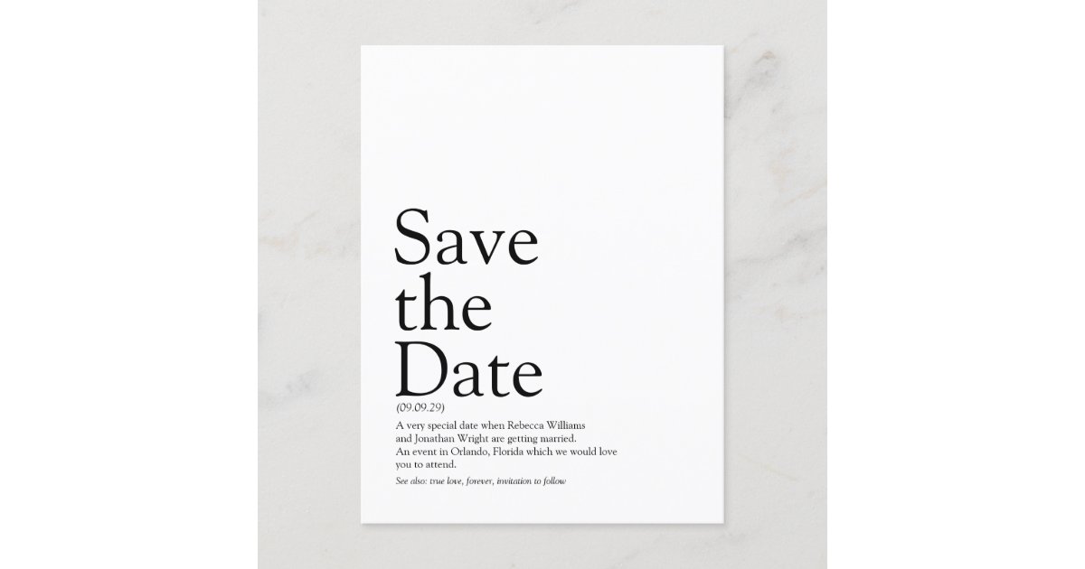Save the Date Definition Announcement Postcard Zazzle