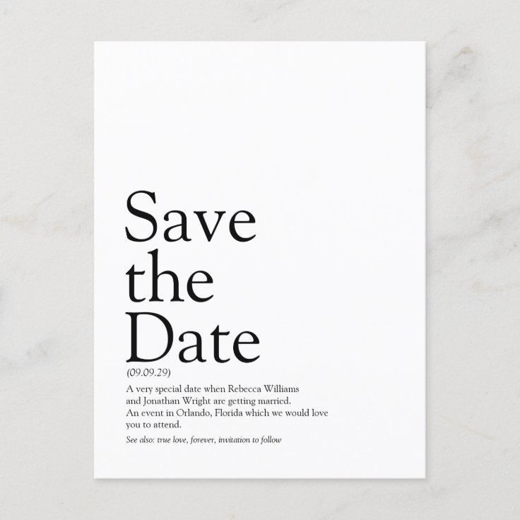 Save the Date Definition Announcement Postcard Zazzle