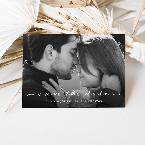 Save the Date  Delicate Script Photo and QR Code
