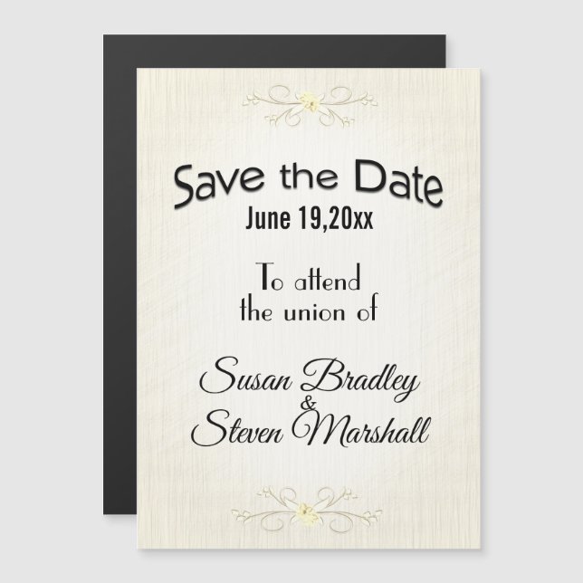 Save the Date Delicate Yellow Magnetic Invitation (Front/Back)
