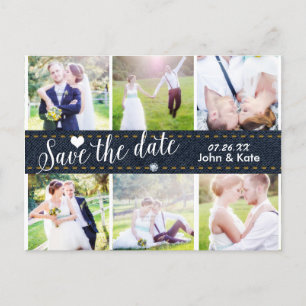 SAVE THE DATE Denim Wedding 6 PHOTO Postcard