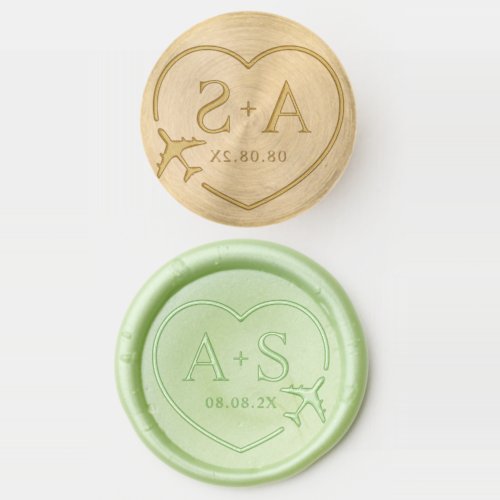 Save the Date Destination Airplane Travel Wedding Wax Seal Stamp