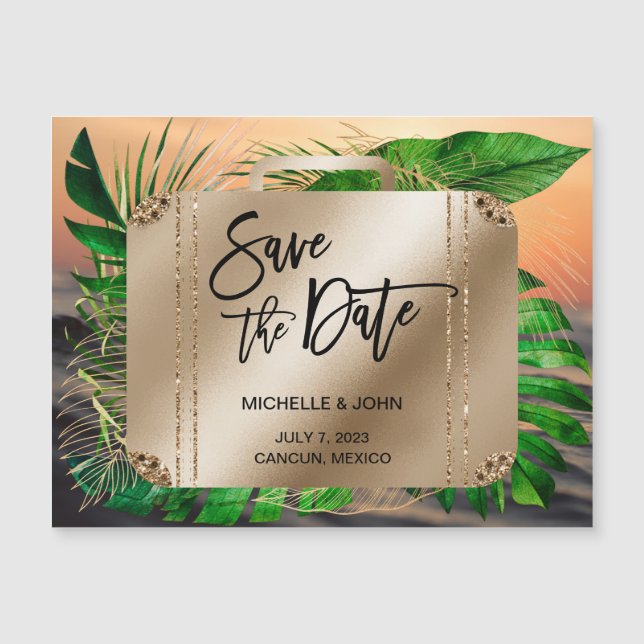 Save the Date Destination Boarding Pass World Map  (Front)