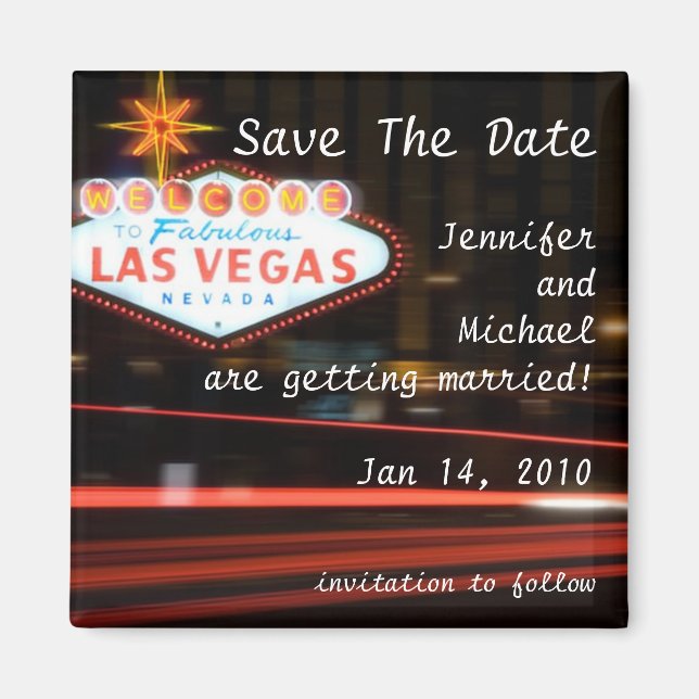 Save The Date Destination Las Vegas Wedding Magnet (Front)