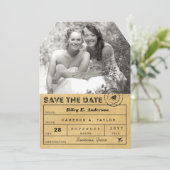 Save The Date Destination Luggage Tag Photo Card (Standing Front)