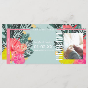 Save the Date Destination Ticket Hibiscus Floral