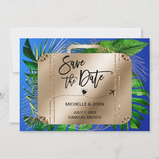Save the Date Destination Wedding Travel Suitcase (Front)