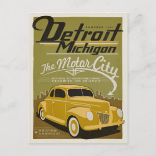 Save the Date Detroit, MI Announcement Postcard