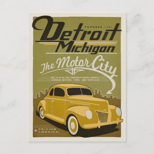 Save the Date  Detroit MI Announcement Postcard
