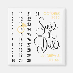Save the Date Diamond Calendar Grid (champagne) Magnet