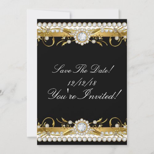 Save The Date Diamond Gold Black All Occasions