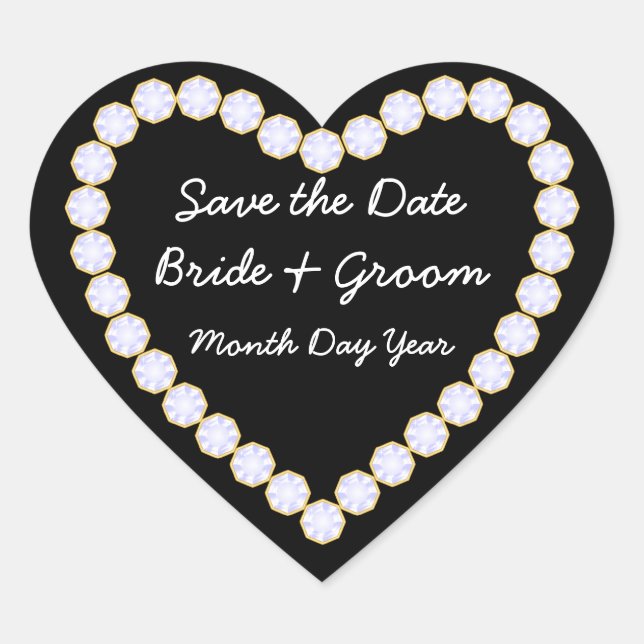 Save the Date Diamond heart Sticker (Front)