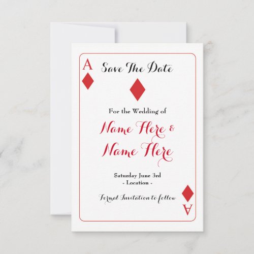 Save The Date Diamonds Playing Card Wedding Invite