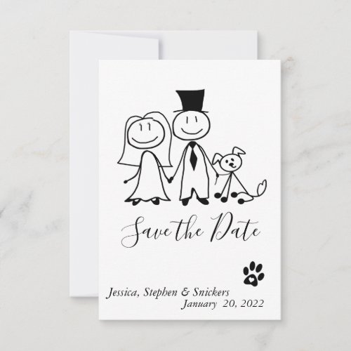 Save the Date Dog Lover Doodle Figures 