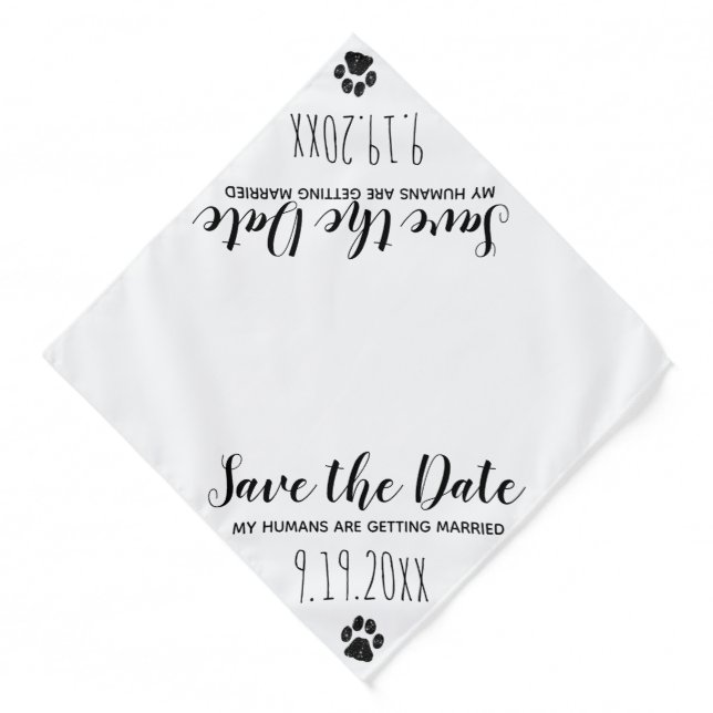 Save the Date Dog Wedding Announcement Bandana (Front)