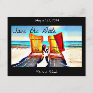 Save the Date Duo Beach Chairs Announcement Postcard